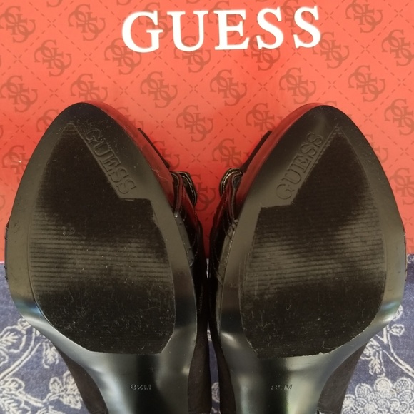 Guess Black multi fabric peep-toe pumps. 8.5 - Picture 8 of 8